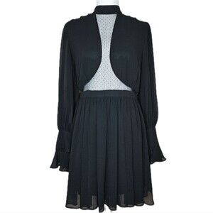 Express Mesh Cutout Mini Dress Women's 8 Dark Romantic Whimsical Long Sleeve NWT